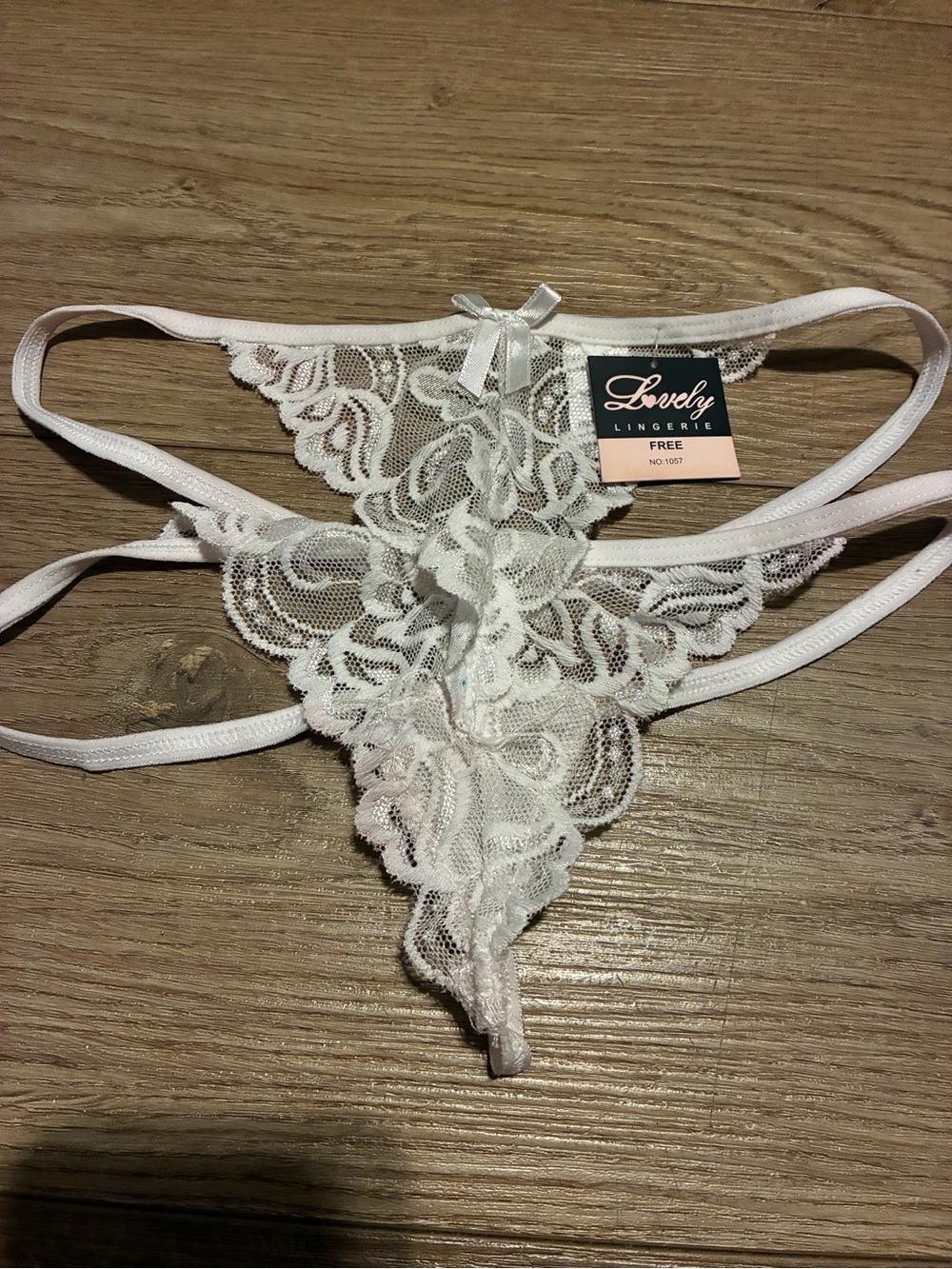 Women's White Lace Thong
